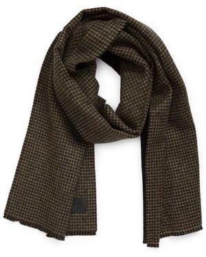 Vince Houndstooth Double Face Wool & Cashmere Fringe Scarf - Green
