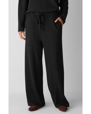 Eileen Fisher Organic Cotton Blend Ankle Wide Leg Drawstring Pants - Black