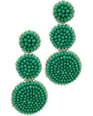 Adornia Beaded Linear Drop Earrings - Green