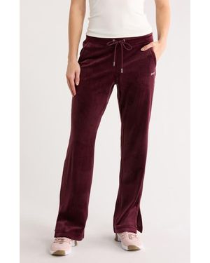 DKNY Rhinestone Logo High Waist Straight Leg Pants - Purple