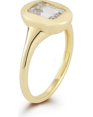 Glaze Jewelry Cubic Zirconia Signet Ring - Metallic