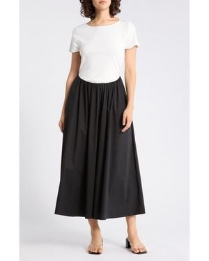 Gemma  Jane Mixed Media Midi Dress - Black