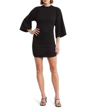 Go Couture Mock Neck Ruched Body-Con Minidress - Black