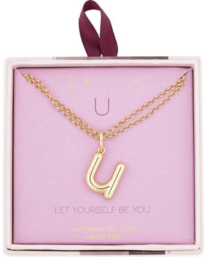 Leith Lowercase Initial Bubble Pendant Necklace - Pink