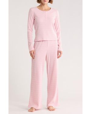 Abound Waffle Knit Henley Pajamas - Pink