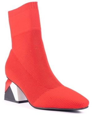 Ninety Union Sidney Block Heel Sock Bootie - Red