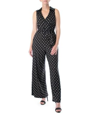 Nina Leonard Sleeveless Faux Wrap Jumpsuit - Black