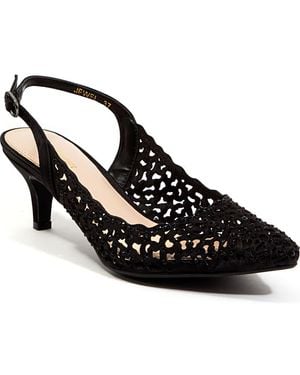 Lady Couture Rhinestone Laser Cut Slingback Pump - Black