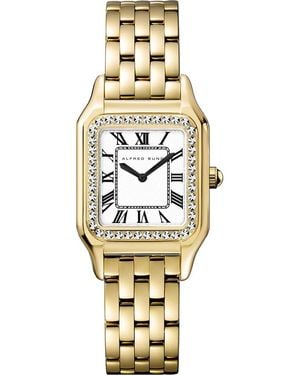 Alfred Sung Two-Tone Crystal Bezel Bracelet Watch, 24Mm X 28Mm - Metallic