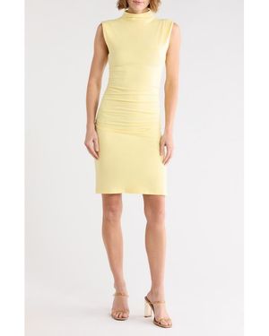 GOOD AMERICAN Ruched Funnel Neck Jersey Minidress - Yellow