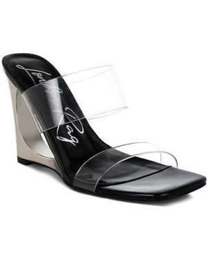 LONDON RAG Zelene Clear Strap Wedge Sandal - Black