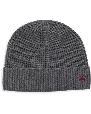 Brooks Brothers Wool & Cashmere Waffle Knit Beanie - Gray