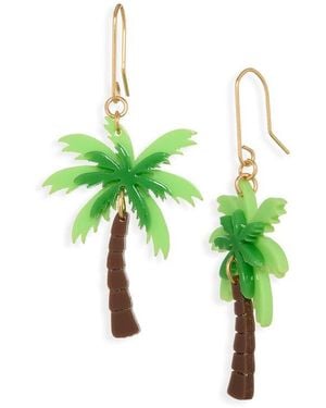 Leith Palm Tree Drop Earrings - Green