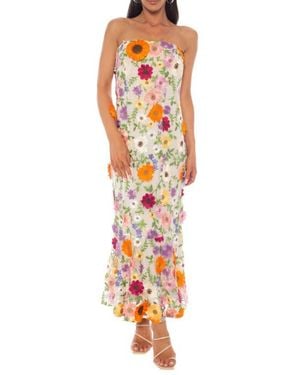 Marina Floral Appliqué Gown - White