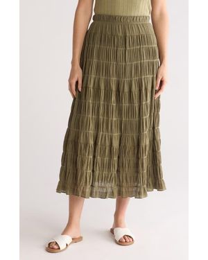 Max Studio Textured Midi Skirt - Green