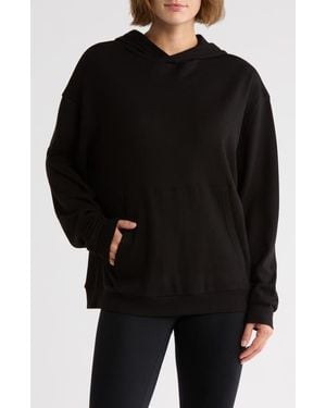 X By Gottex Waffle Knit Pullover Hoodie - Black