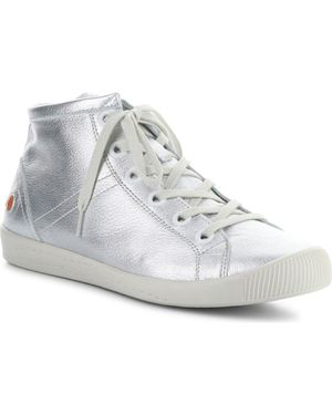 Softinos Isleen Mid-Top Metallic Leather Sneaker - White