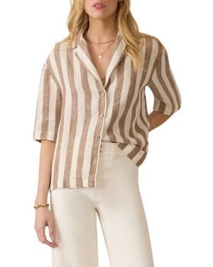 Faherty Palma Stripe Linen Camp Shirt - Natural