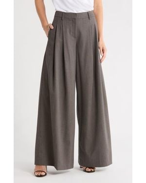 Twp Didi Stretch Wool Wide Leg Pants - Brown