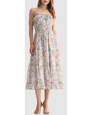 Lush Ruffle Tiered Midi Dress - Multicolor