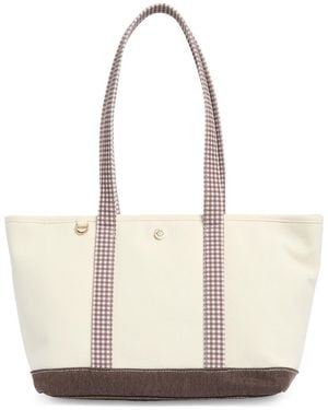 Nanette Lepore Gingham Trim Knit Tote - Natural