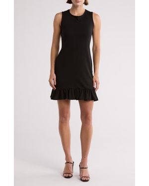 Bebe Ruffle Hem Sleeveless Rib Dress - Black