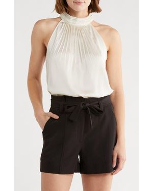 Catherine Malandrino Emboidered Collar Halter Top - White