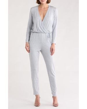 Go Couture Long Sleeve Tie Waist Jumpsuit - White