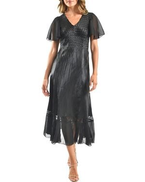 Komarov Charmeuse & Chiffon Cocktail Dress - Black