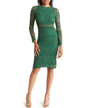 Love By Design Lace Long Sleeve Midi Dress - Green