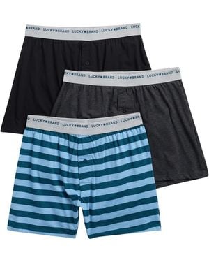 Lucky Brand Assorted 3-Pack Cotton Boxer Briefs - Black