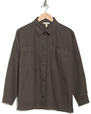Eileen Fisher Classic Boxy Long Sleeve Button-Up Shirt - Brown