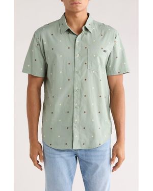 Billabong Sunspell Short Sleeve Cotton Button-Up Shirt - Green