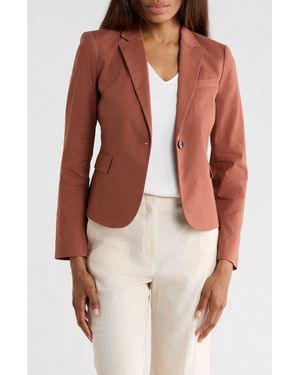 Theory Shrunken Stretch Linen Blend Blazer - Brown