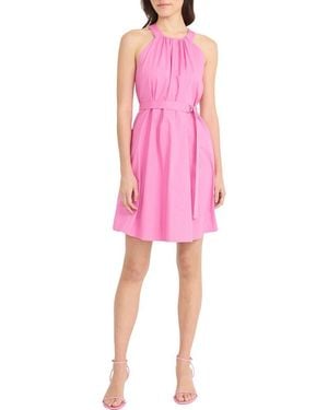 Donna Morgan Sleeveless Belted Halter Dress - Pink