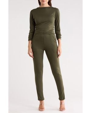 Go Couture Long Sleeve Jumpsuit - Green