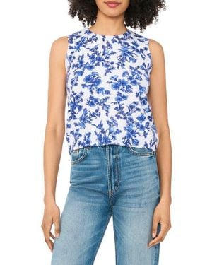 Cece Floral Sleeveless Sweater - Blue