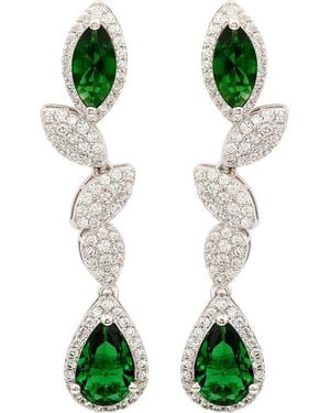 Suzy Levian Sterling Sapphire & Lab Grown Sapphire Drop Dangle Earrings - Green