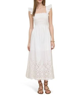 Blu Pepper Eyelet Midi Dress - White