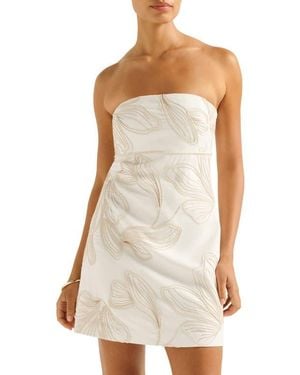 EVER NEW Jenny Strapless Embroidered Linen Blend Minidress - White