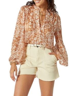 Joie Jindrah Tie Neck Silk Blouse - Natural