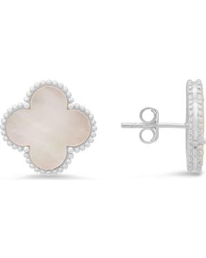Queen Jewels Mother-Of-Pearl Clover Stud Earrings - White