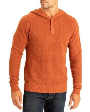 Threads For Thought Trim Fit Waffle Knit Henley Hoodie - Orange