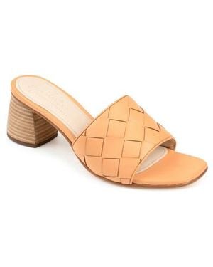 Journee Signature Kellee Woven Leather Sandal - Natural