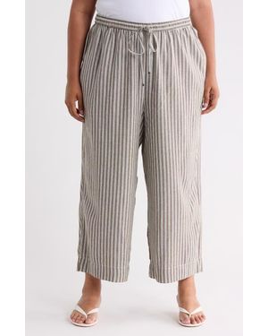 Max Studio Drawstring Waist Crop Wide Leg Pants - Gray