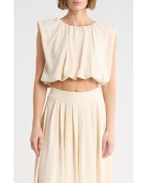 Blu Pepper Bubble Hem Top - Natural