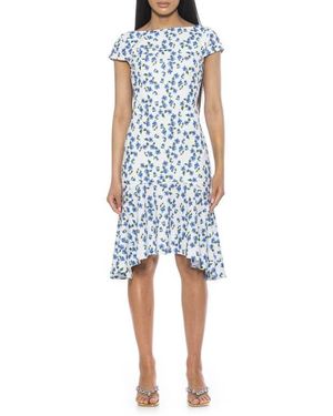 Alexia Admor Renata Cap Sleeve Handkerchief Hem Knit Dress - Blue