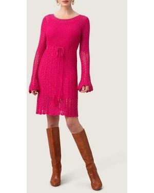 Trina Turk Gloria Open Knit Long Sleeve Dress - Pink