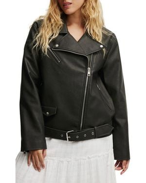 Cotton On Faux Leather Moto Jacket - Black