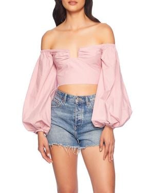 Susana Monaco Off-The-Shoulder Poplin Top - Blue
